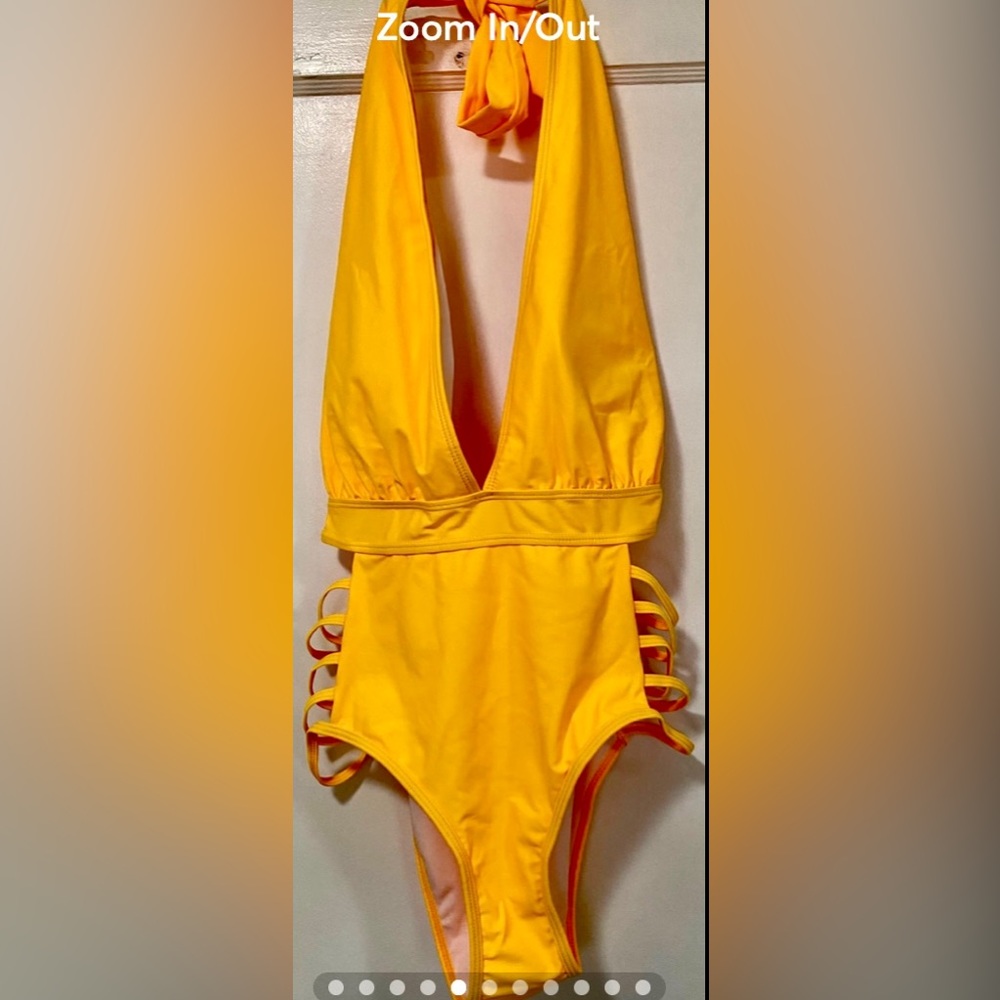 PLUNGE V SEXY ONE PIECE SWIMSUIT SZ L - Picture 5 of 11